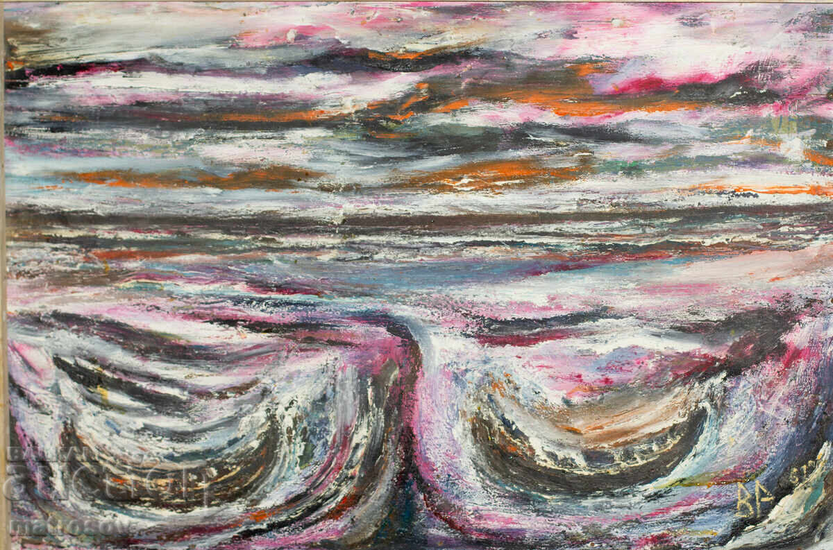 Valentin Radenovski, oil painting, "Fishing Boats" with price 350.00 BGN | € 178.95