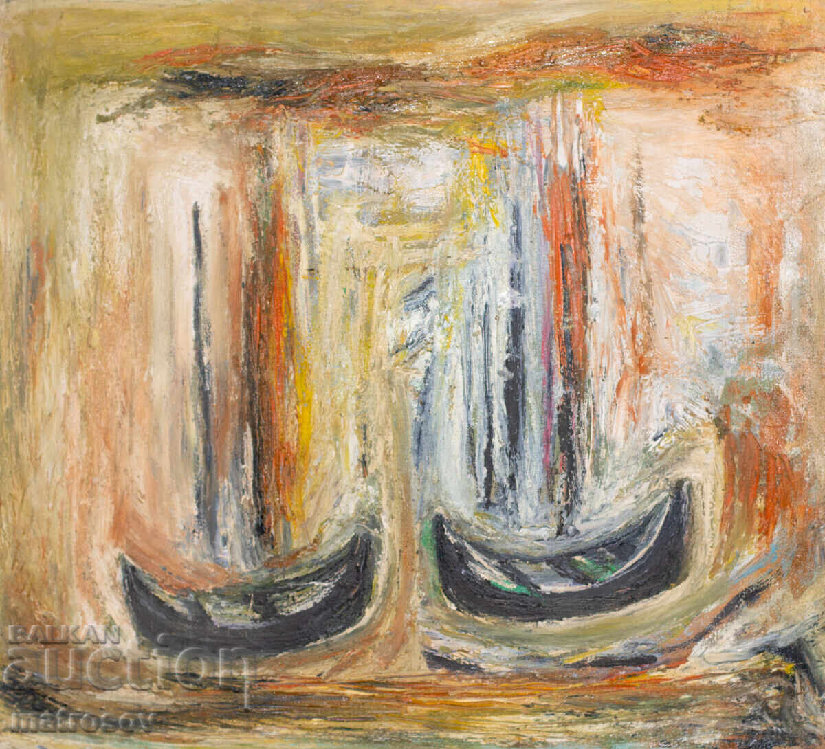 Valentin Radenovski, ulei pe pânză, peisaj "Bărci de pescuit" cu preț € 178.95 | 350.00 BGN Valentin Radenovski, ulei pe pânză, peisaj "Bărci de pescuit" cu preț € 178.95 | 350.00 BGN