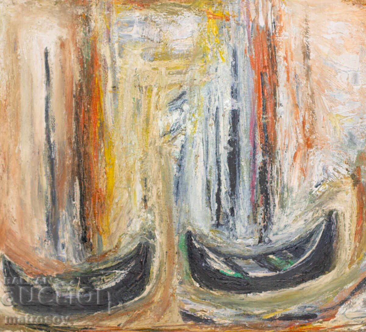 Valentin Radenovski, ulei pe pânză, peisaj "Bărci de pescuit" - 5 Valentin Radenovski, ulei pe pânză, peisaj "Bărci de pescuit" - 5