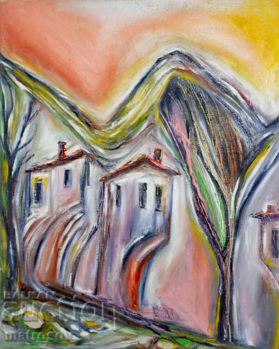 Valentin Radenovski, oil paints, landscape "Melnik" with price 380.00 BGN | € 194.29
