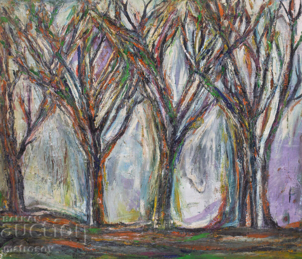 Valentin Radenovski, oil paints, painting of a forest landscape