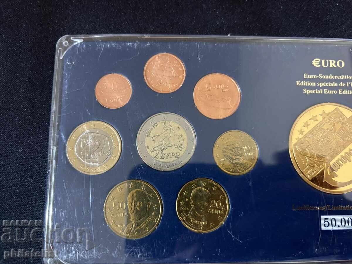 Greece 2002-2006 - Euro set from 1 cent to 2 euro + medal UNC with price 25.00 BGN | € 12.78