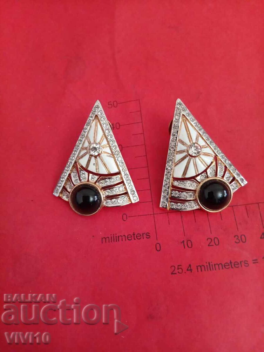 Antique earrings with enamel and stones