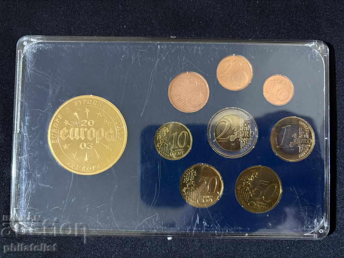 Δημοπρασία Λουξεμβούργο 2002 - Σετ Ευρώ από 1 λεπτό έως 2 ευρώ + μετάλλιο UNC