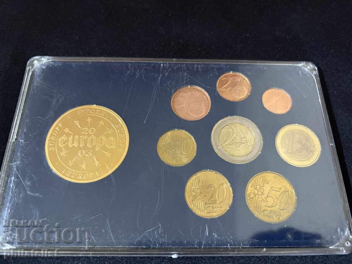 Παράδοση Λουξεμβούργο 2002 - Σετ Ευρώ από 1 λεπτό έως 2 ευρώ + μετάλλιο UNC