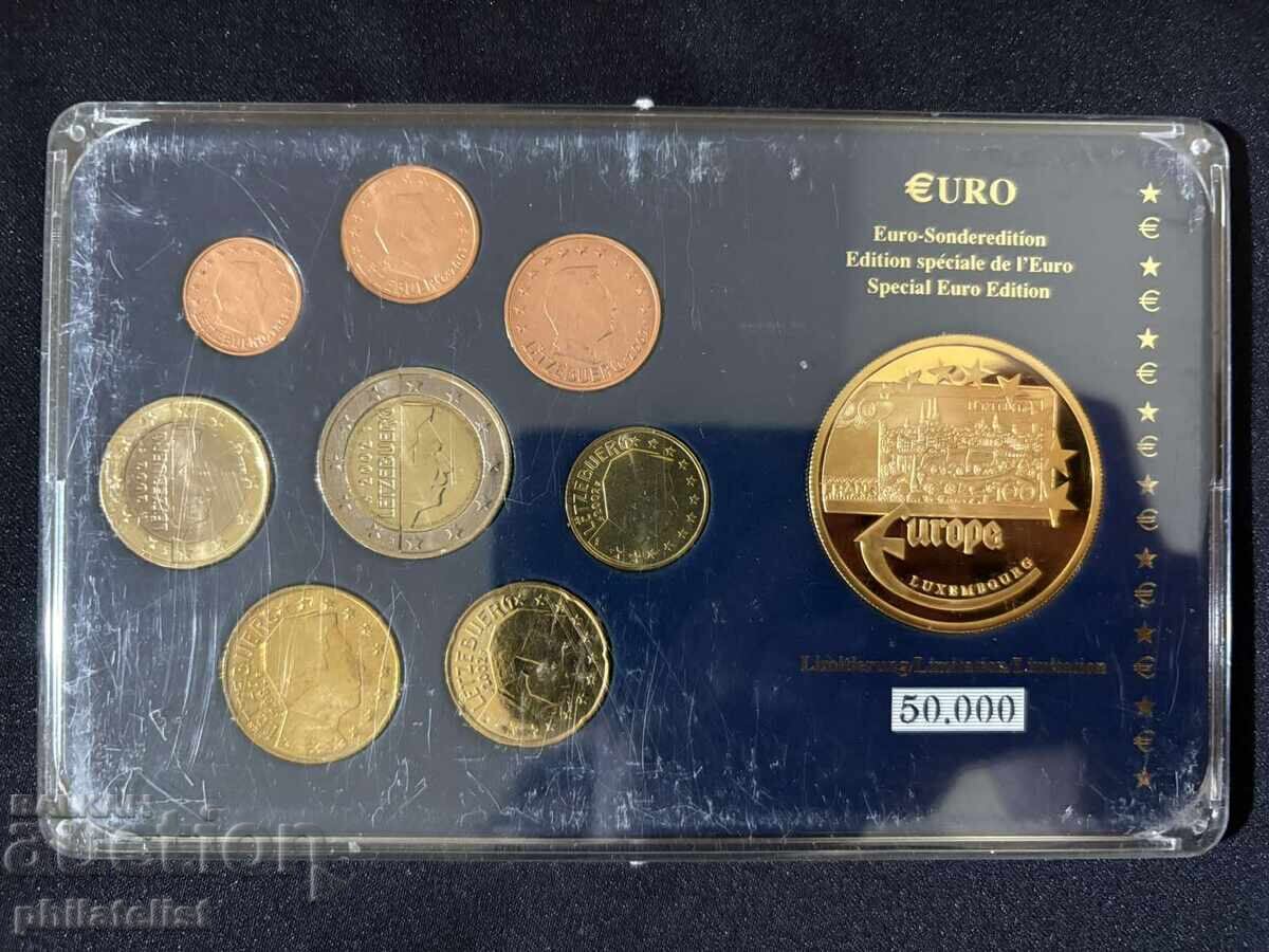 Λουξεμβούργο 2002 - Σετ Ευρώ από 1 λεπτό έως 2 ευρώ + μετάλλιο UNC