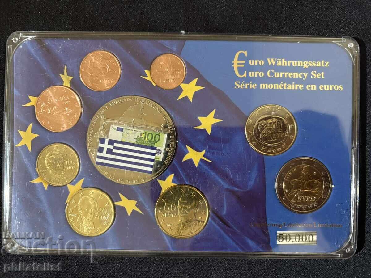 Grecia 2002-2008 - Set Euro + medalie comemorativă UNC Grecia 2002-2008 - Set Euro + medalie comemorativă UNC