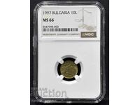 BULGARIA 10 LEVA 1997 NGC MS 66