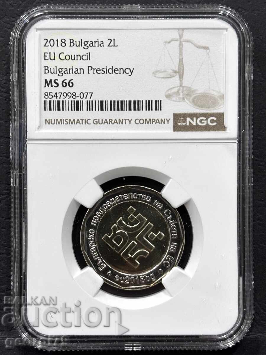 2 Leva 2018 NGC MS 66 EU