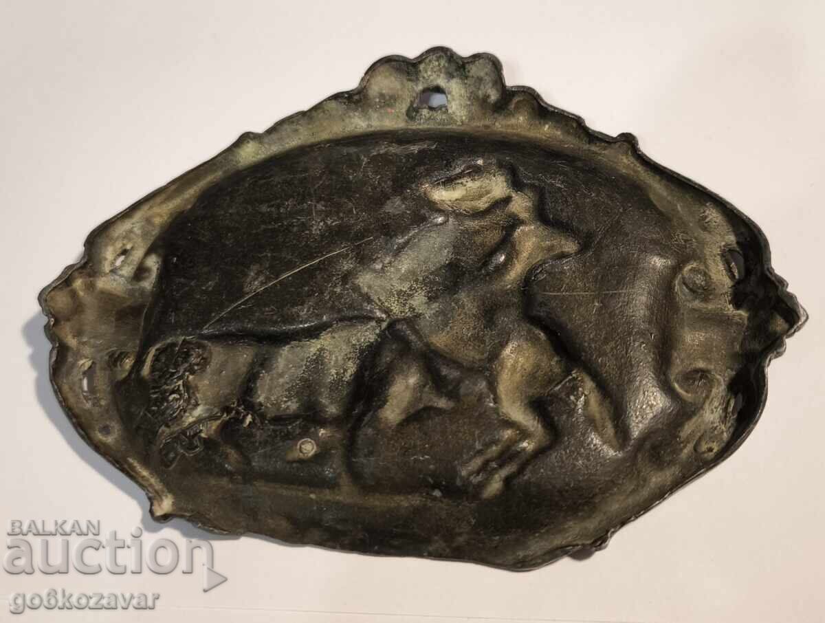 Δημοπρασία Κορίδα Vintage Εικόνα Πλάκα από μόλυβδο κασσίτερο 19-20ος αιώνας !