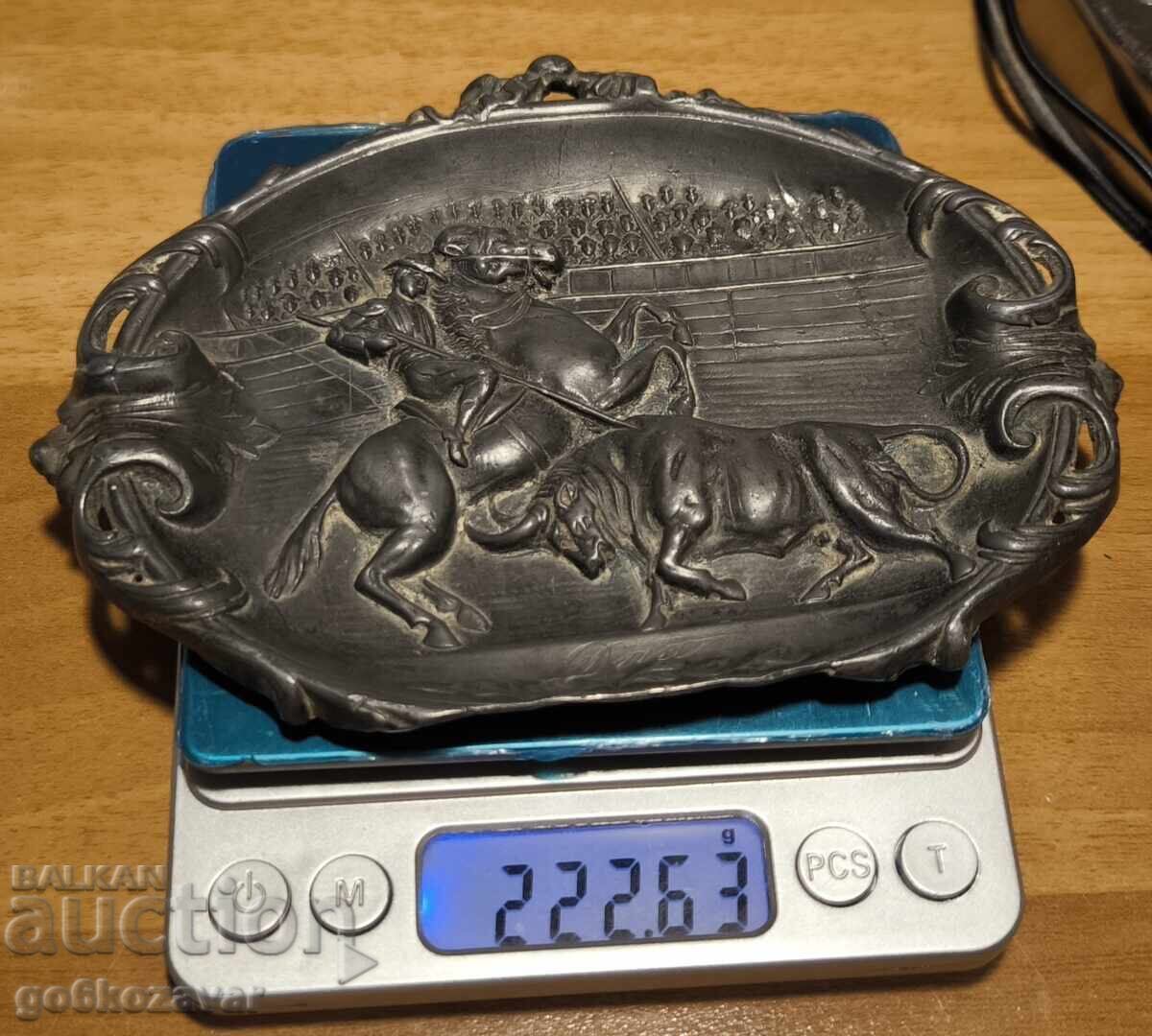 Παράδοση Κορίδα Vintage Εικόνα Πλάκα από μόλυβδο κασσίτερο 19-20ος αιώνας !