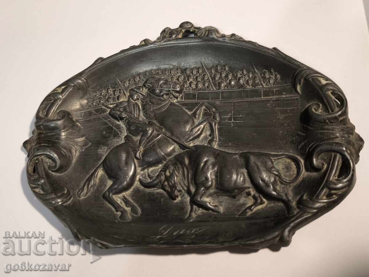 Κορίδα Vintage Εικόνα Πλάκα από μόλυβδο κασσίτερο 19-20ος αιώνας !