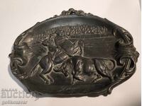 Корида Винтидж Картина Плочка от олово калай 19-20 век !