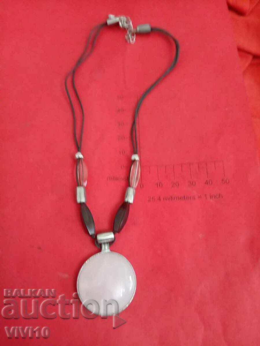 Старинно колие с розов кварц