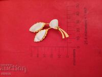 Antique brooch with mother-of-pearl, Gold-plated