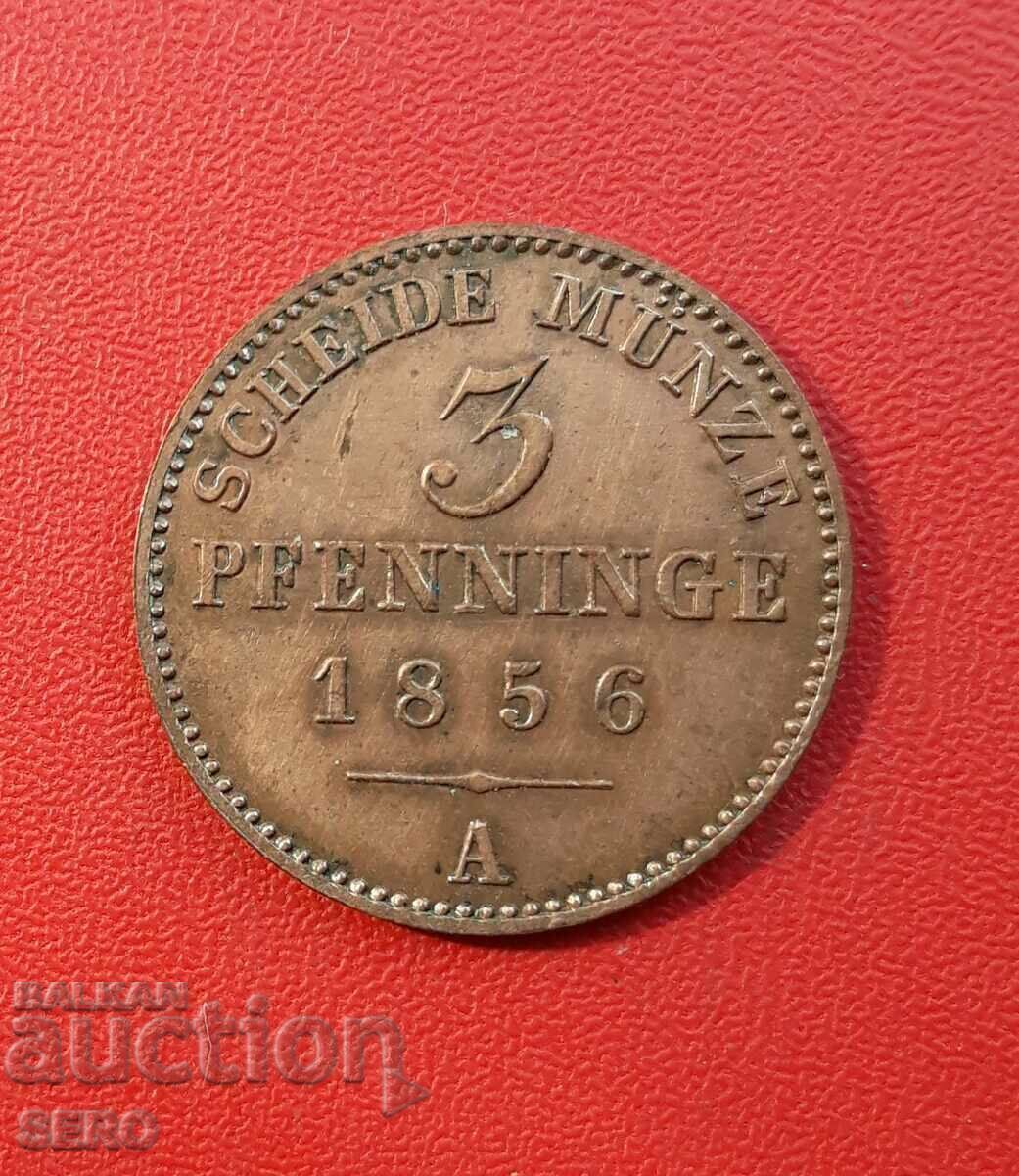 Germany-Prussia-3 pfennig 1856 A-Berlin-extra preserved Germany-Prussia-3 pfennig 1856 A-Berlin-extra preserved
