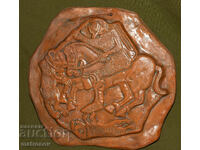 Decorative ceramic panel, horseman