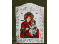 Χειροποίητη πορσελάνινη πλακέτα "Παναγία με το Θείο Βρέφος"