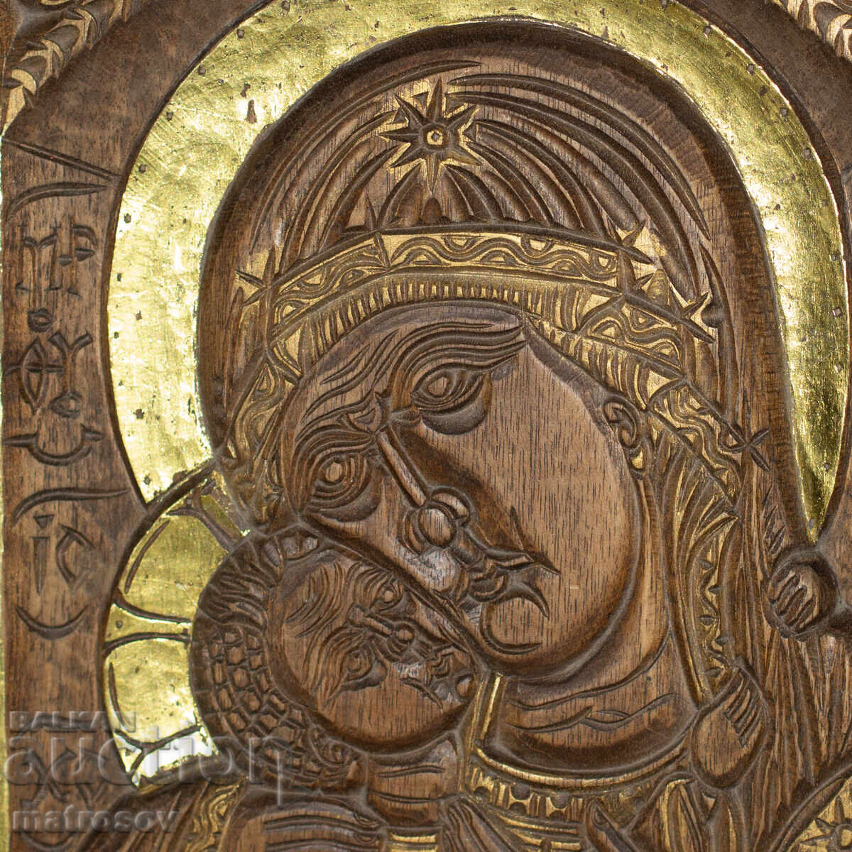 Auction Contemporary wood carving icon, panel "Virgin Mary with the Child" Auction Contemporary wood carving icon, panel "Virgin Mary with the Child"