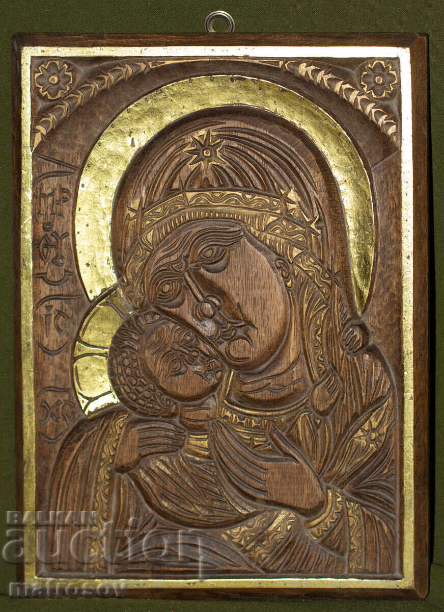 Contemporary wood carving icon, panel "Virgin Mary with the Child" Contemporary wood carving icon, panel "Virgin Mary with the Child"
