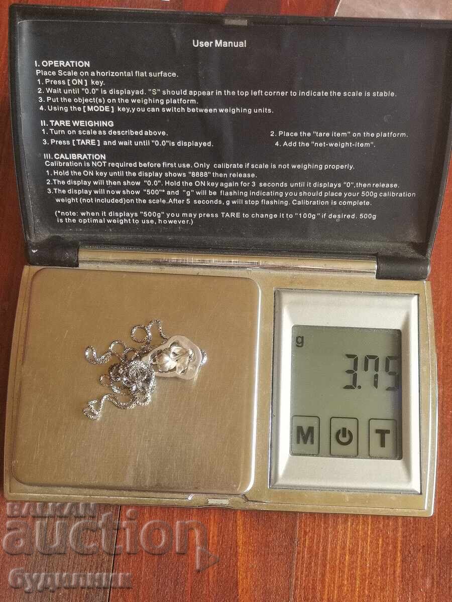 Silver chain with pendant. 925 Sterling Silver. 49cm. Selling over 100 - 5