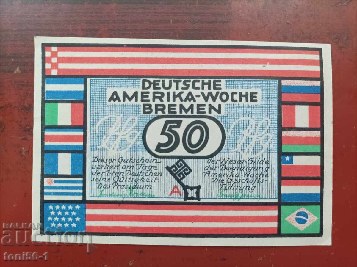 Germany, Notgeld for 50 Pfennig 1923 UNC with price 4.00 BGN | € 2.05