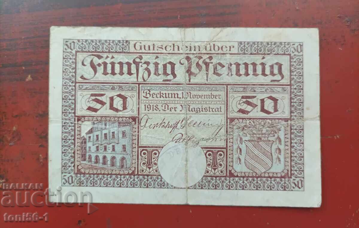 Germany, Notgeld from the city of Beckum, 50 Pfennig 1918