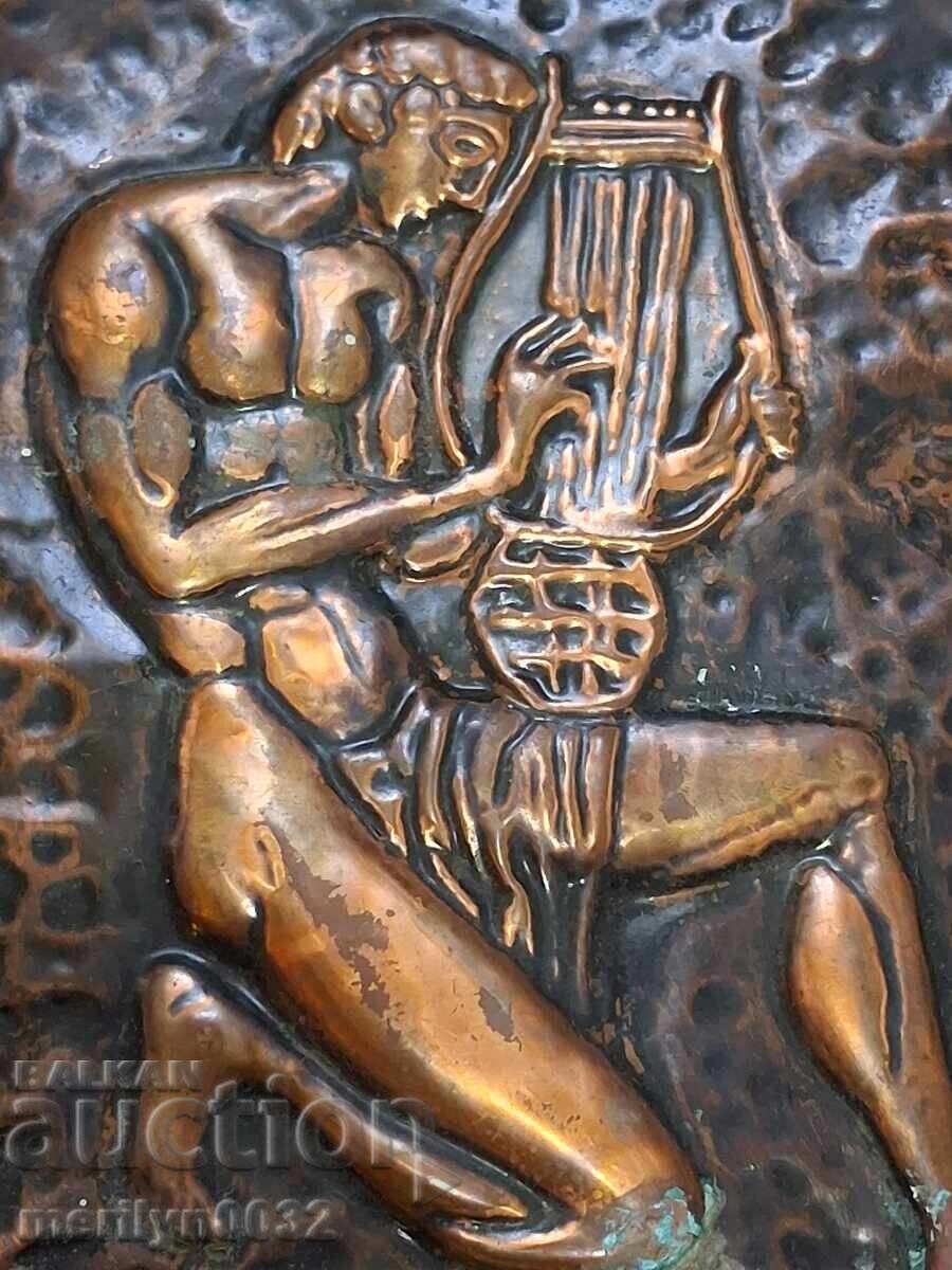 Panou de cupru basorelief figură băcăr - 6