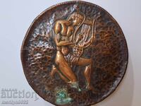 Copper panel bas-relief figure baker