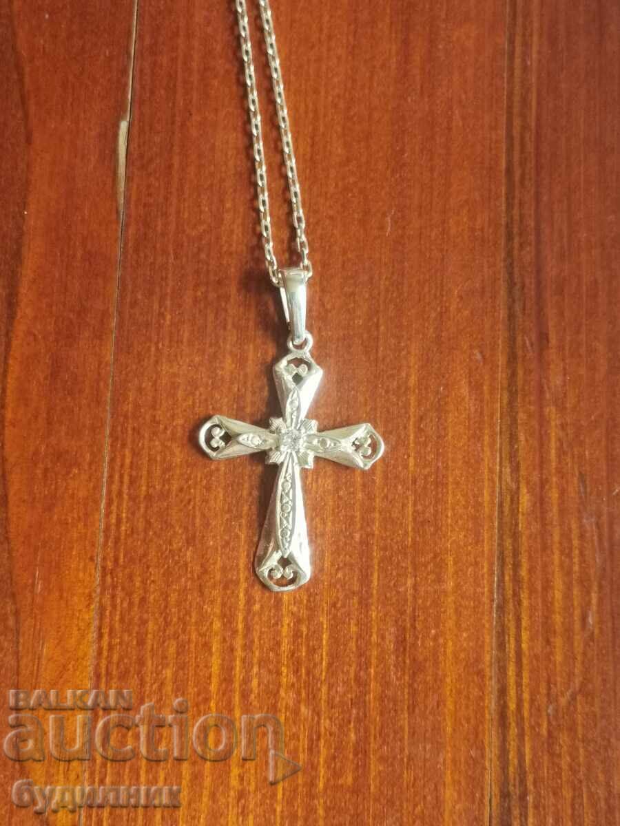 Auction  Silver Massive Chain with Pendant. 925 Grade. 56cm. For Sale