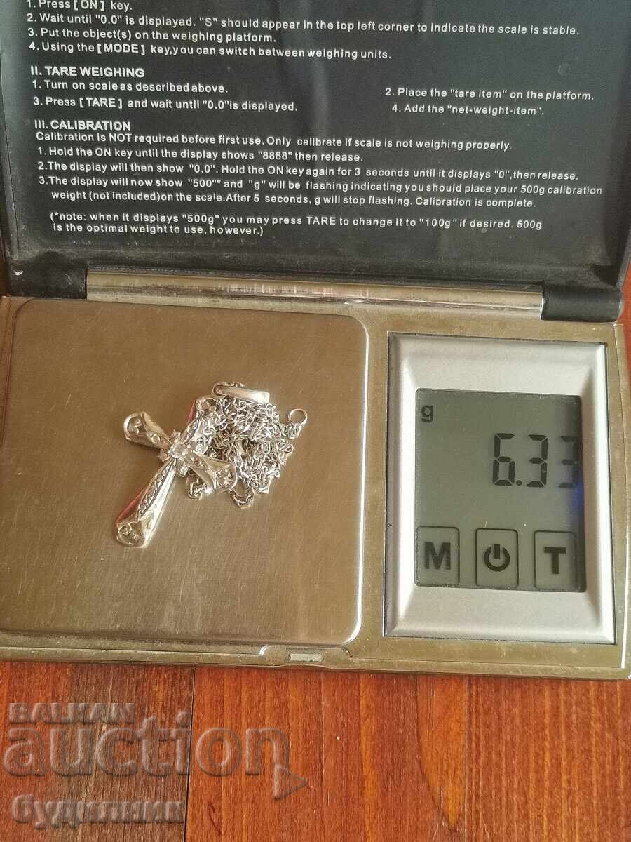 Silver Massive Chain with Pendant. 925 Grade. 56cm. For Sale - 5