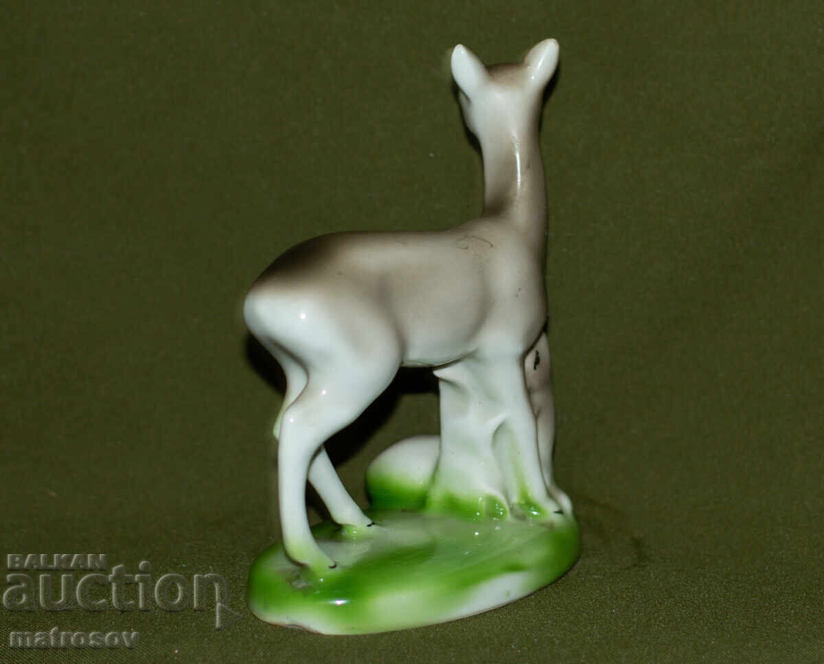 Стара българска порцеланова статуетка сърна - 5