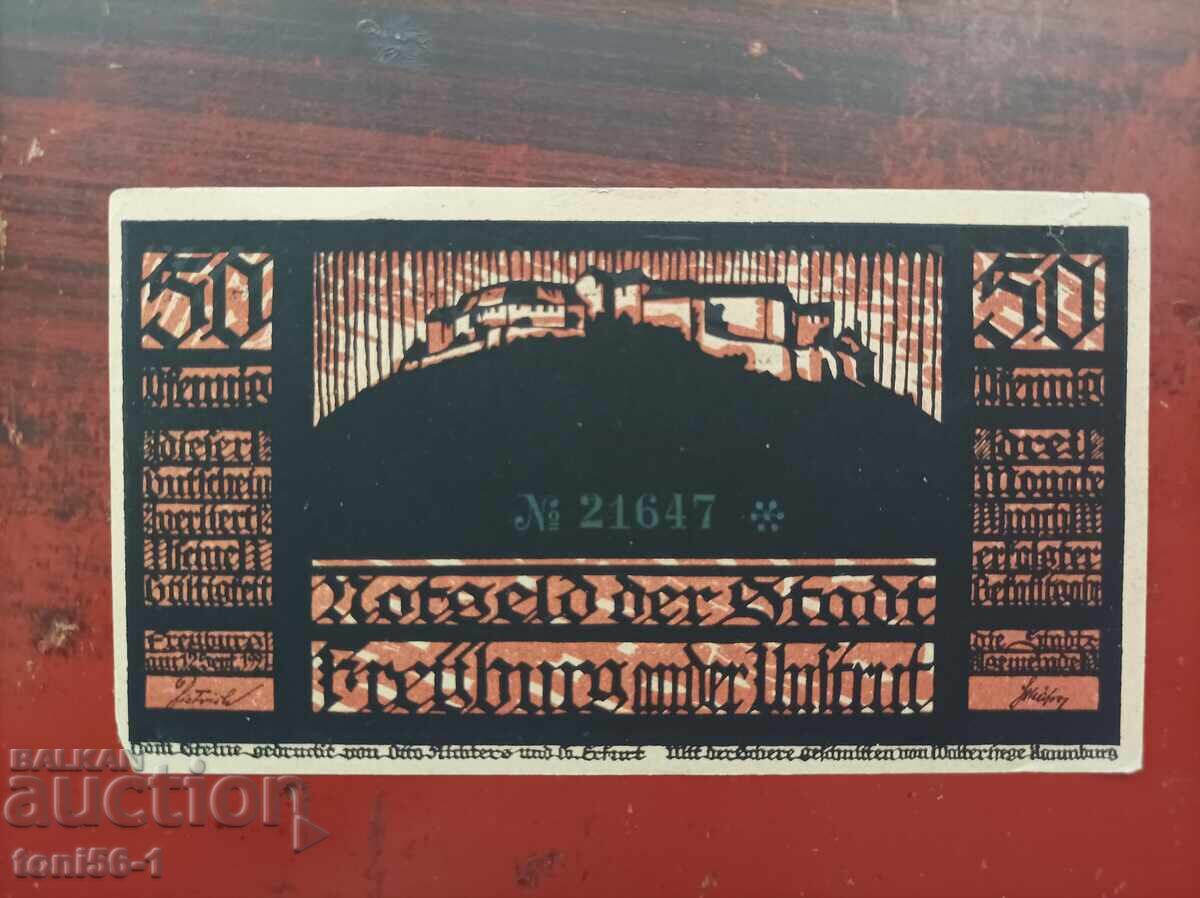 Germany, Notgeld from the city of Freiburg, 50 Pfennig 1921 UNC Germany, Notgeld from the city of Freiburg, 50 Pfennig 1921 UNC