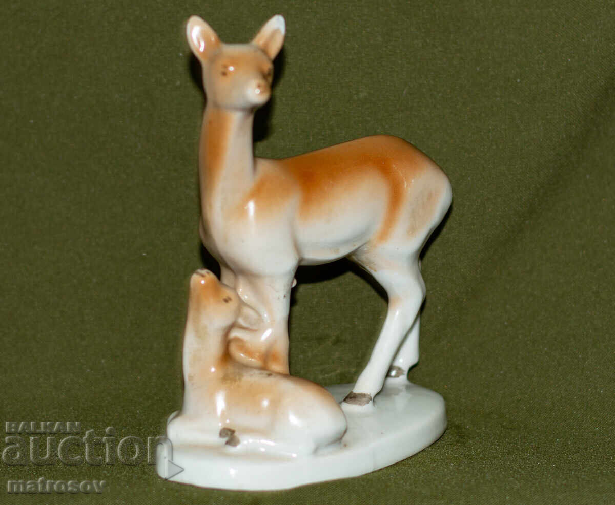 Auction  Old Bulgarian Porcelain Deer Figurine