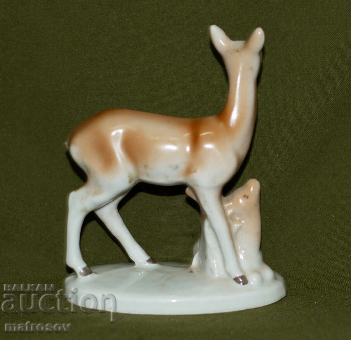 Delivery of Old Bulgarian Porcelain Deer Figurine