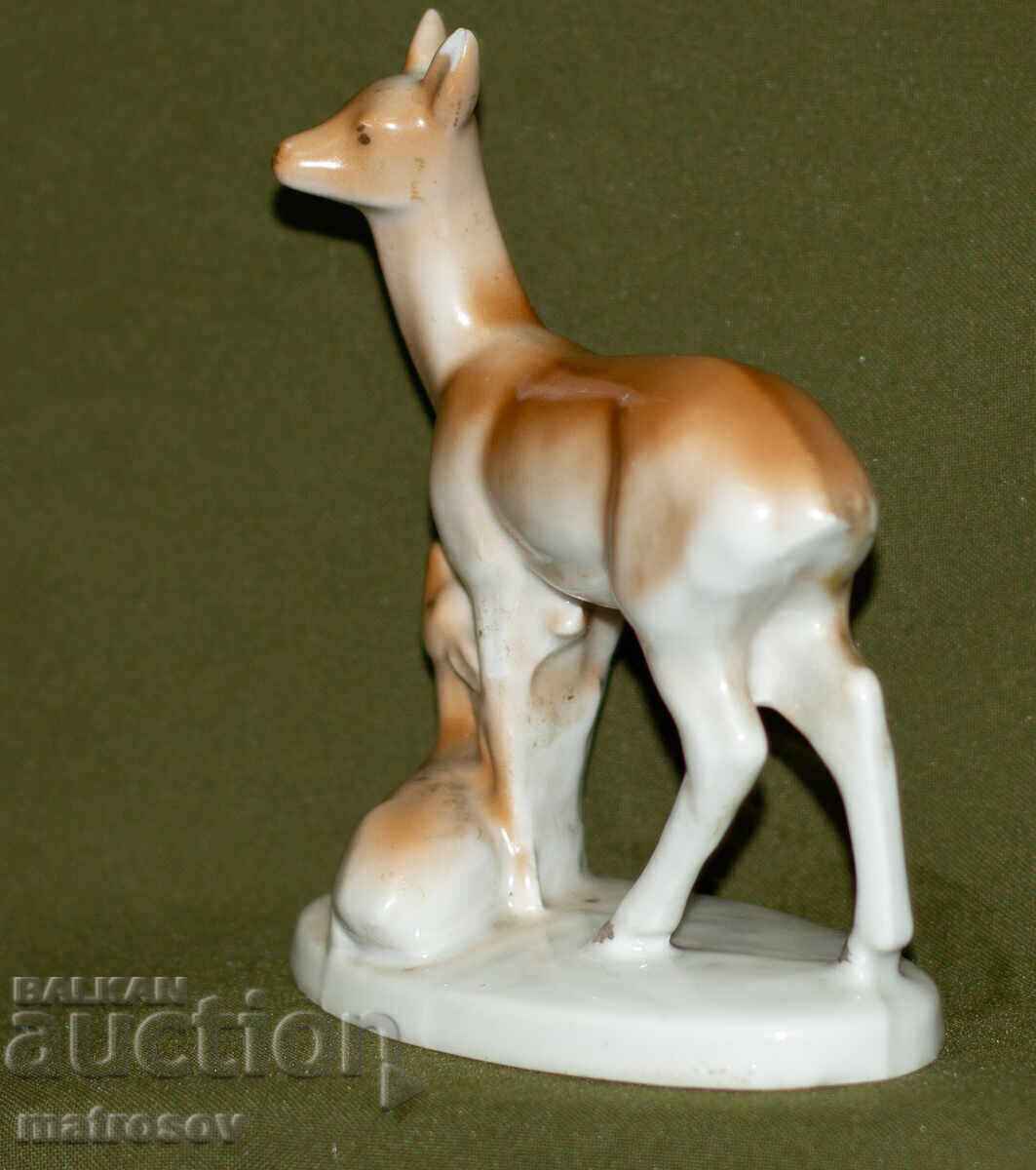Old Bulgarian Porcelain Deer Figurine - 5