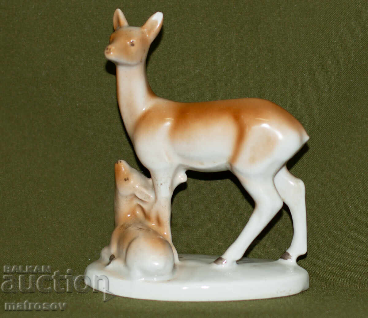 Old Bulgarian Porcelain Deer Figurine