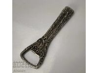 Old metal bottle opener with grape motifs #6151