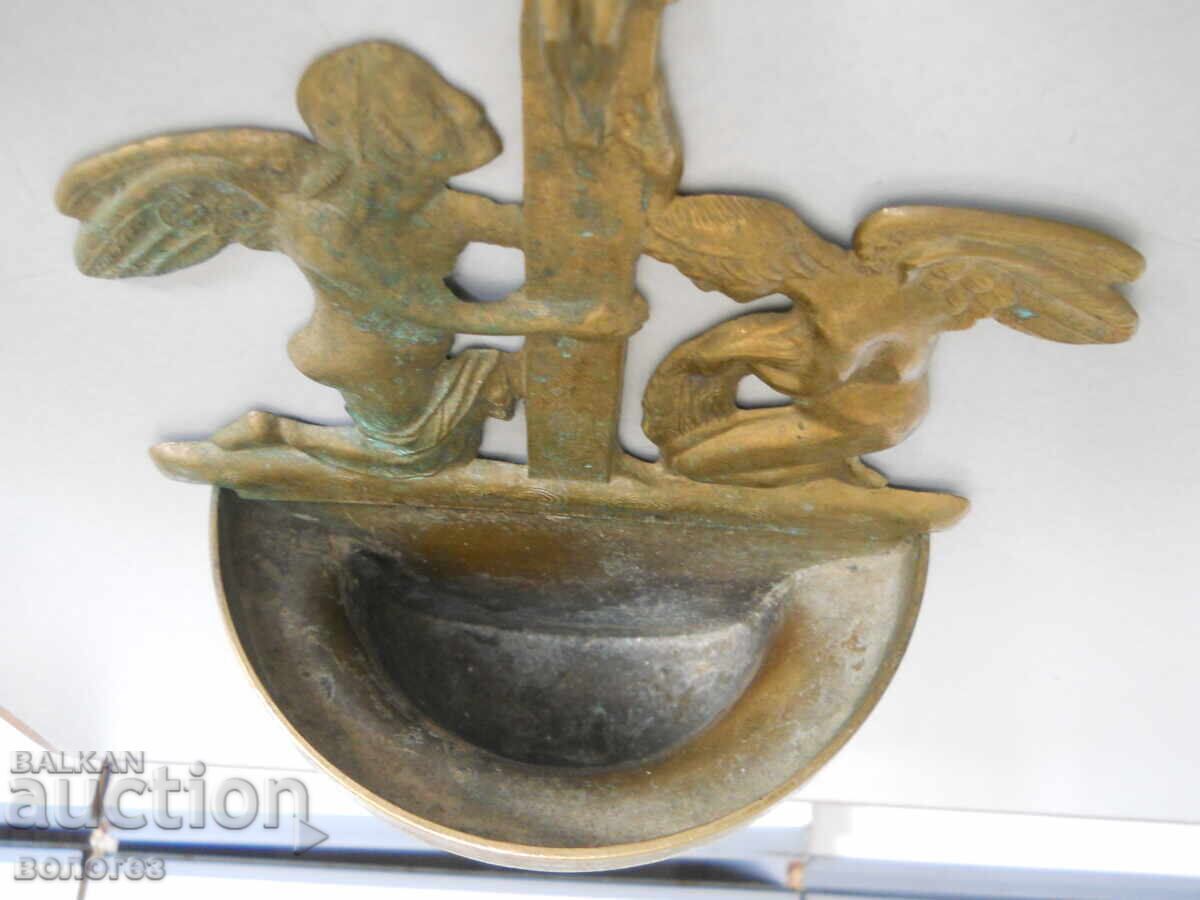 Παράδοση Μεταλλικό δοχείο αγιασμού με σταυρό - Γαλλία 19ος αιώνας