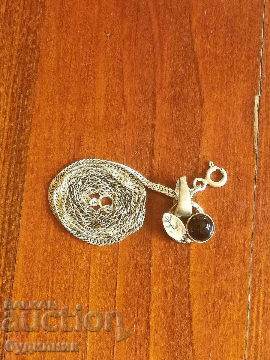 Silver chain with pendant. 39cm. I'm listing over 100 Auctions with price 22.99 BGN | € 11.75 Silver chain with pendant. 39cm. I'm listing over 100 Auctions with price 22.99 BGN | € 11.75