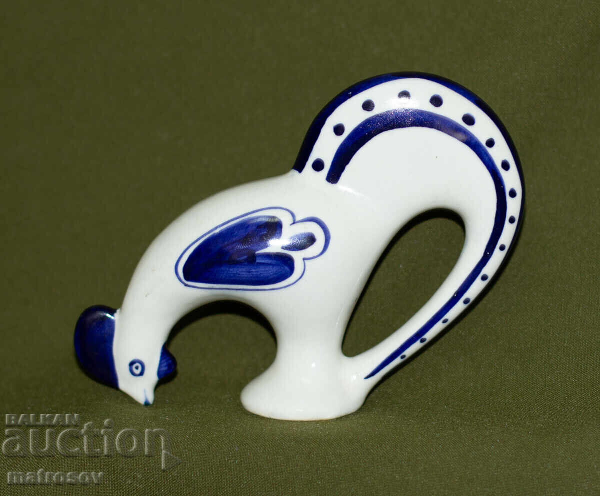 Διακοσμητικό ρωσικό πορσελάνινο ειδώλιο, Γκζελ, κόκορας