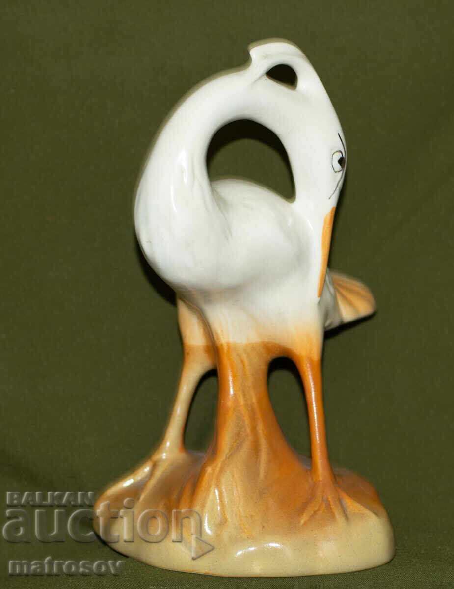 Auction  Romanian porcelain heron figurine