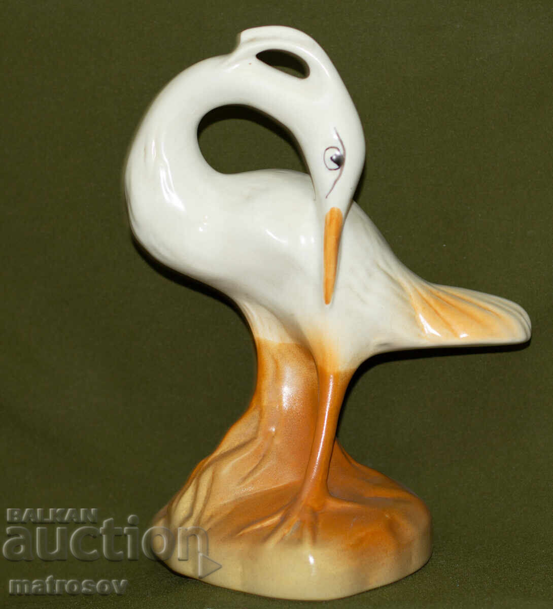 Romanian porcelain heron figurine