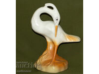 Figurină de porțelan românească reprezentând un stârc
