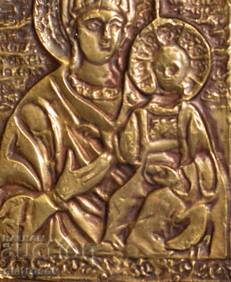 Old copper plaque icon of the Virgin Mary with the Child - 6