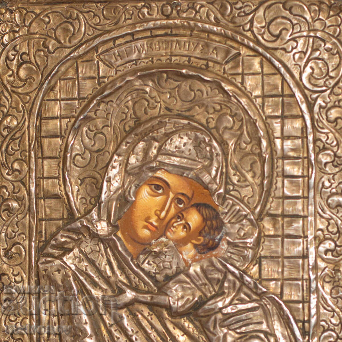 Veche icoană de argint a Maicii Domnului cu Pruncul - 6 Veche icoană de argint a Maicii Domnului cu Pruncul - 6