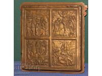 Παλιά χάλκινη εικόνα ανάγλυφο, θρησκευτικό θέμα