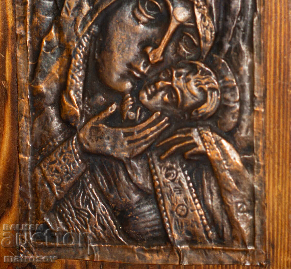 Old copper plaque icon of the Virgin Mary with the Child - 5 Old copper plaque icon of the Virgin Mary with the Child - 5