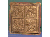 Παλιά χάλκινη εικόνα ανάγλυφο, θρησκευτικό θέμα