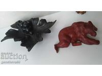 ΚΑΣΛΙ φιγούρα αρκούδα 1963 και σταχτοδοχείο 1989 χυτοσίδηρος